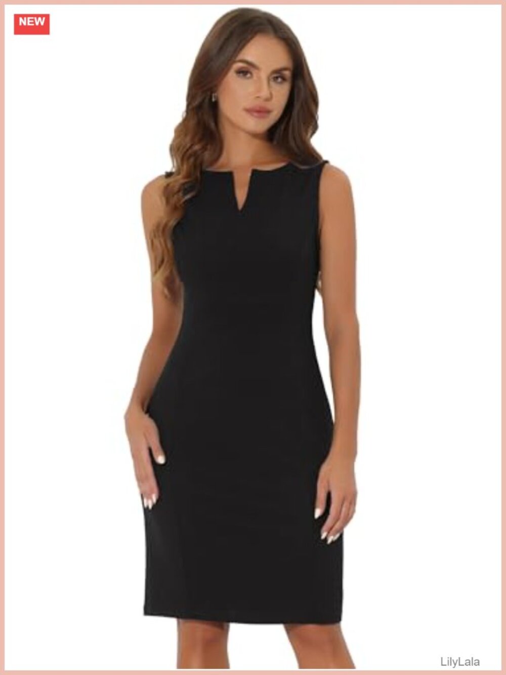 Allegra K Women's Sleeveless V-Neck Sheath Pencil Dress for Work Business